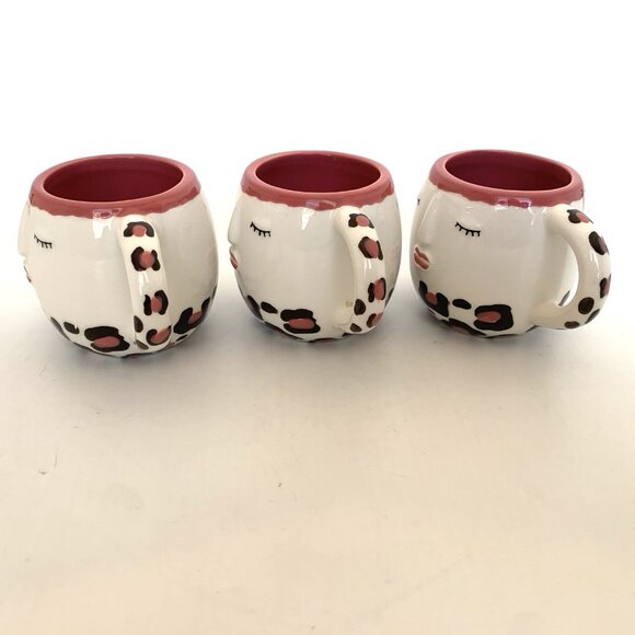 Lang Design Ceramic Espresso Mug Coffee Tea Set of 3 Face Animal Print Demitasse - Picture 5 of 11